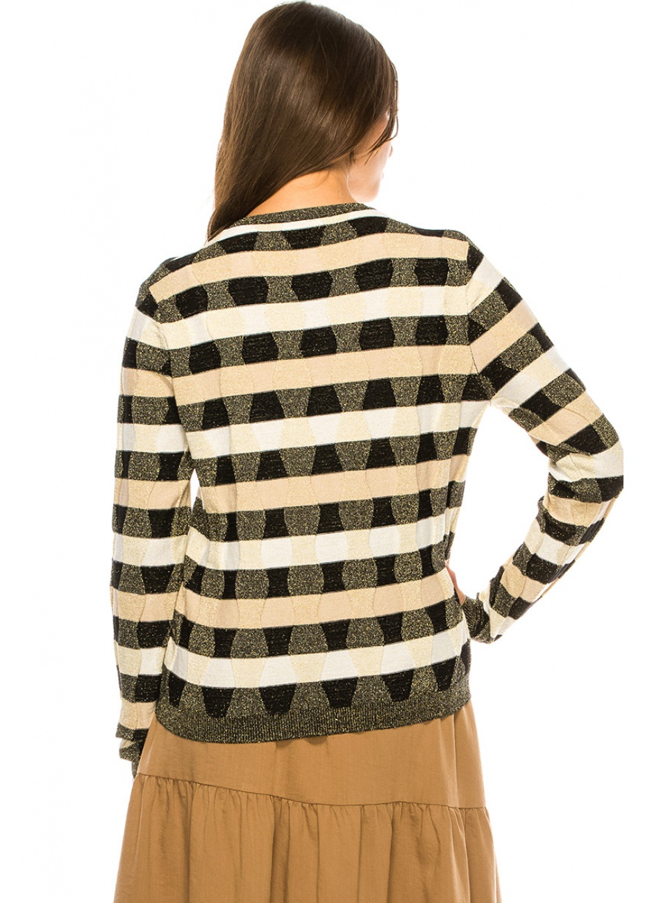 Gold Lurex Striped Sweater Modest Women Clothing Yal New York